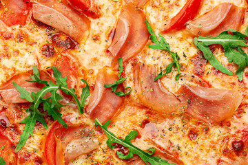 Background pizza. Close-up.