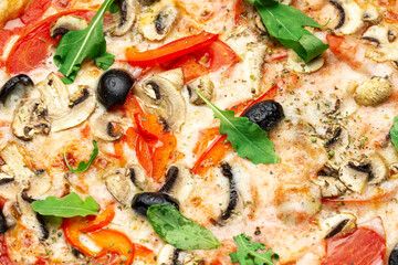 Obraz na płótnie Canvas Background pizza. Close-up.