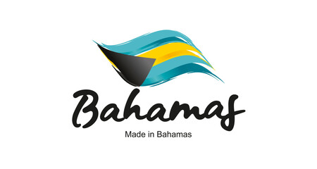 Made in Bahamas handwritten flag ribbon typography lettering logo label banner