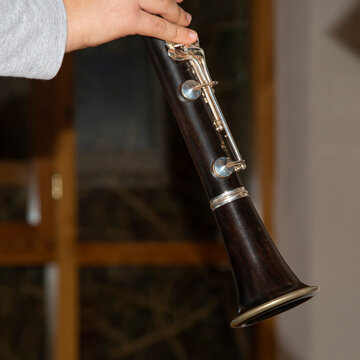 Mano de chica tocando el clarinete / Girl hands playing the clarinet 