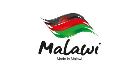 Made in Malawi handwritten flag ribbon typography lettering logo label banner