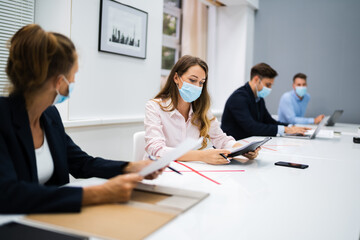 Office Meeting With Social Distancing