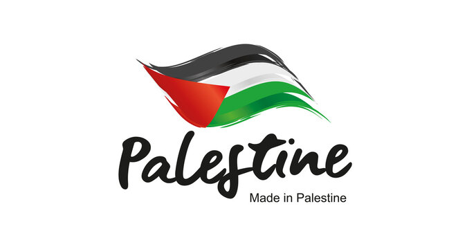 Made in Palestine handwritten flag ribbon typography lettering logo label banner