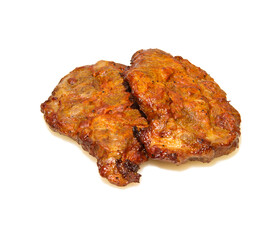 Juicy grilled steak meat with herb marinade