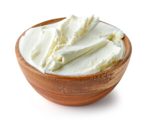 cream cheese in wooden bowl