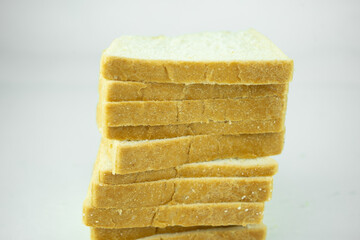 stack of white bread isolated on white background