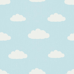 Clouds seamless pattern with blue textured background
