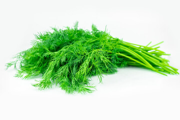 Big bunch of fresh green dill isolated on white background