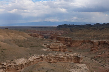 Fototapeta premium Nature reserve: Charyn canyon, near Almaty. This is a dry gorge washed by meltwater. The area is also called the valley of Castles.