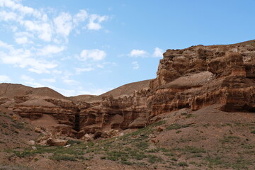 Fototapeta na wymiar Nature reserve: Charyn canyon, near Almaty. This is a dry gorge washed by meltwater. The area is also called the valley of Castles.