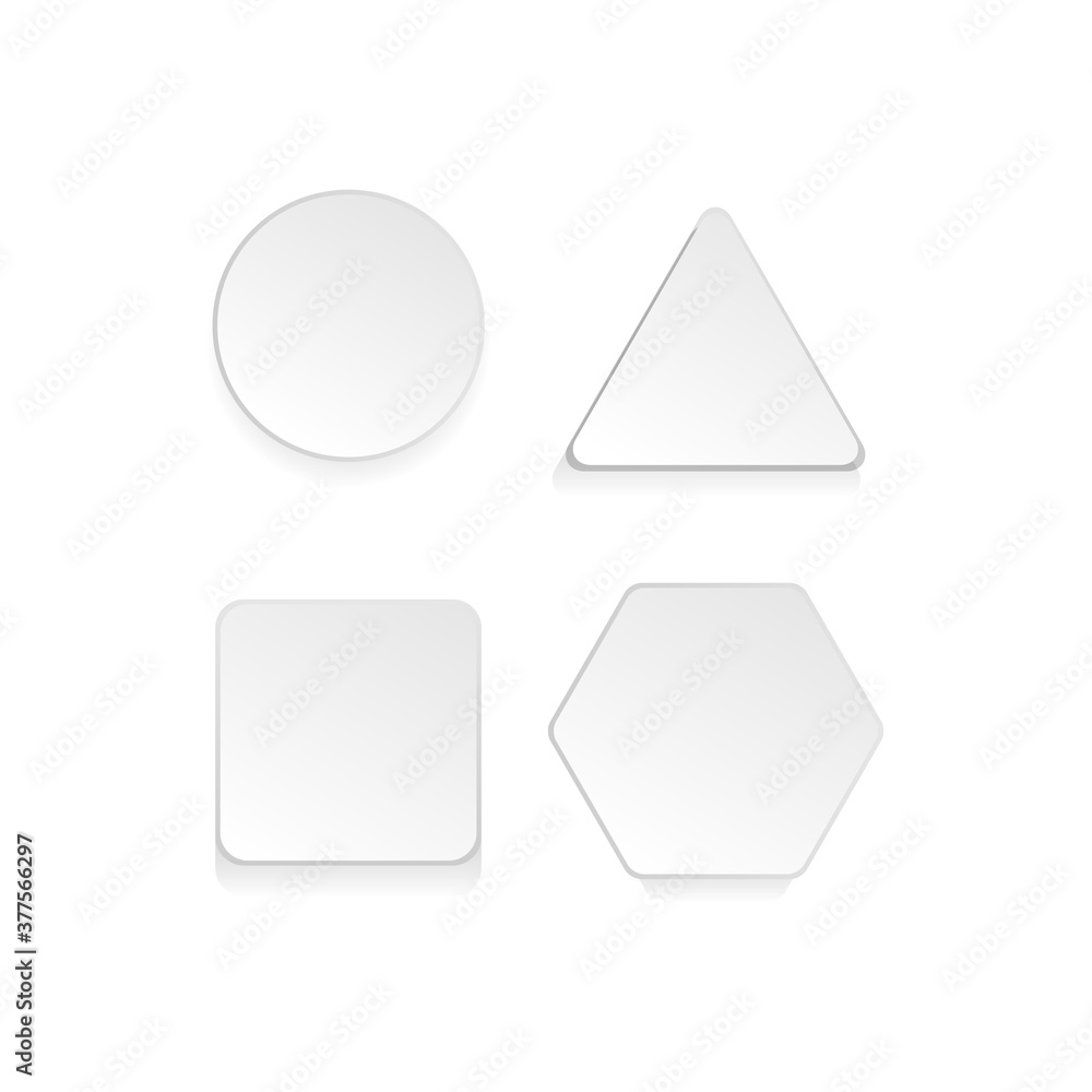 Poster white 3d blank square and rounded button collection
