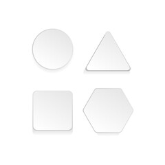 White 3d blank square and rounded button collection