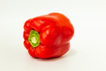 yellow and red fresh bell peppers, on white background