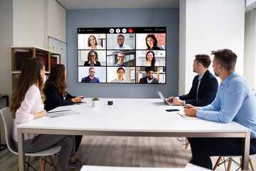 Online Video Conference Social Distancing Business Meeting