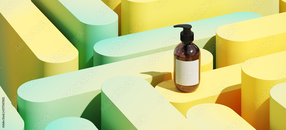 Poster minimal abstract mockup background for product presentation. yellow and green blending gradient podi