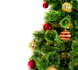 Fototapeta na wymiar Decorated Christmas tree on white background