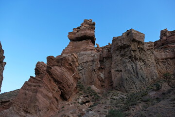 Fototapeta premium Stone ledges and rock in the Charyn canyon. Nature reserve