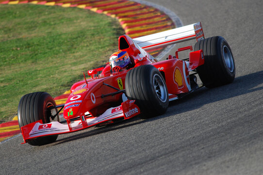 MUGELLO, IT, November, 2007: unknown run with Modern Ferrari F1 during Finali Mondiali Ferrari 2007 into the mugello circuit in italy
