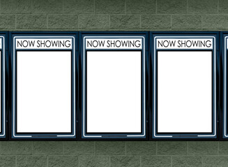 Movie Marquees With Three Blank Picture Frames Green Background
