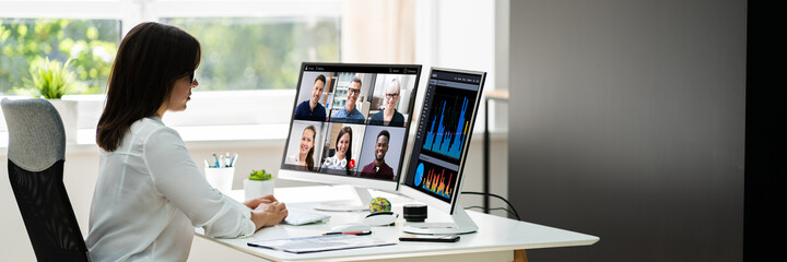 Watching Video Conference Business Webinar