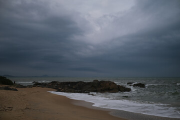 clouds over the sea rocks 