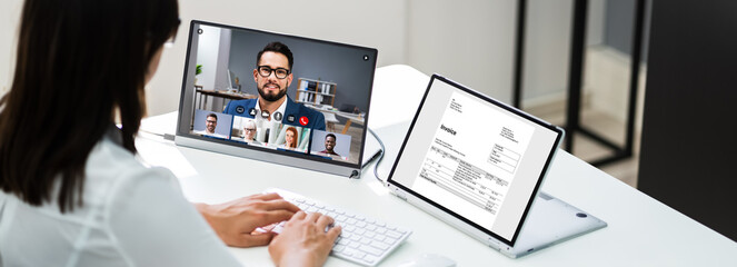 Video Conferencing Webinar Meeting. Watching Online