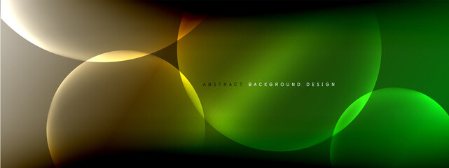 Vector abstract background liquid bubble circles on fluid gradient with shadows and light effects. Shiny design templates for text