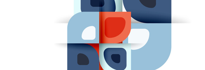 Set of vector modern geometric abstract backgrounds with repeating abstract round shapes patterns and shadow effects