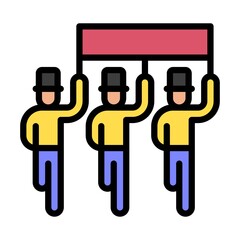 parade related board or banner in parade boys hand vector with editable stroke