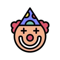 parade related joker face with hair and cap vector with editable stroke