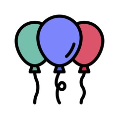 parade related celebration balloons flying with threads vector with editable stroke