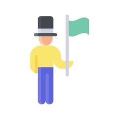 parade related flag in parade boy hand with hat vector in flat style,