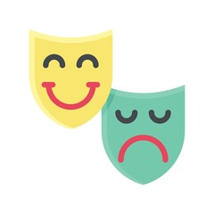 parade related face mask with smile and sad style vector in flat style,