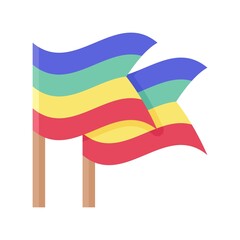 parade related strips parade flags with stick vector in flat style,