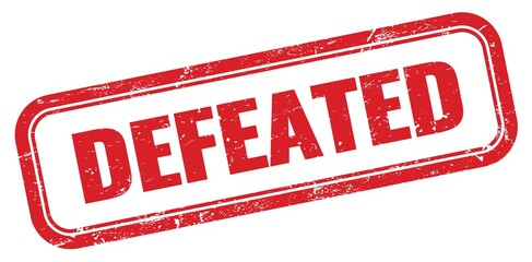 DEFEATED red grungy rectangle stamp.
