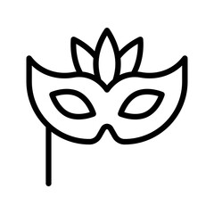 parade related eye mask or party mask with stick and leafs vector in lineal style,