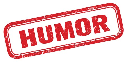 HUMOR red grungy rectangle stamp.