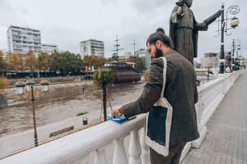 Bearded young hipster