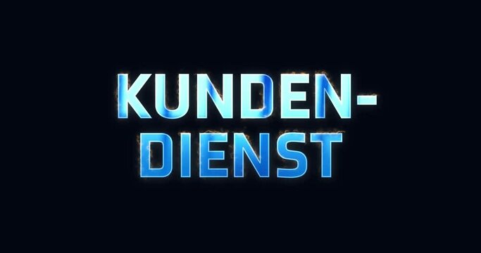 Kundendienst. Blauer Text als Logo Intro. Elektrisch leuchtendes Wort.