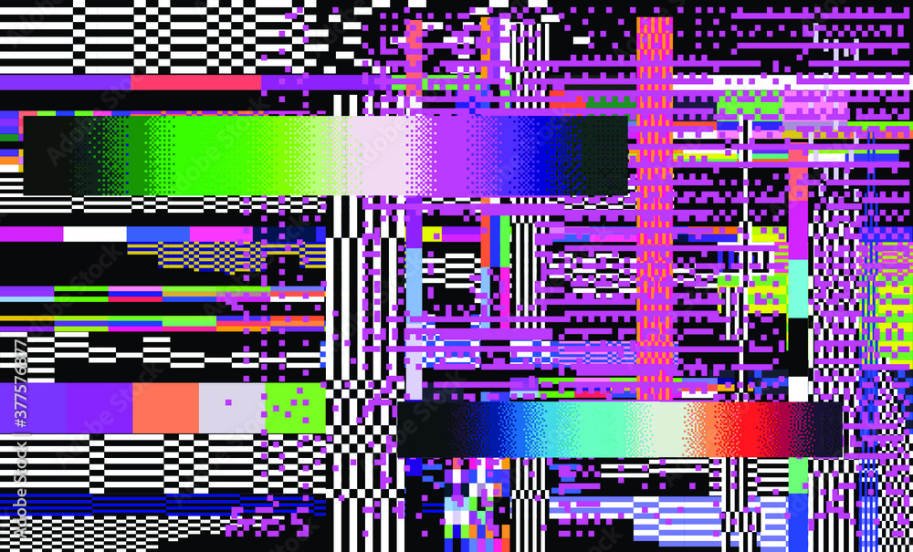 Aufkleber Abstract geometric background with glitched pixels. Computer screen with VHS noise effect.
