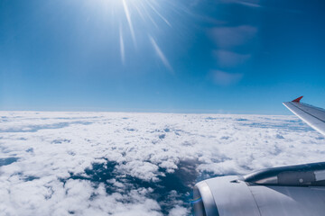 Aerial view of clouds and sunny sky