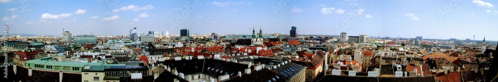 Wall mural panoramic city view from the top of st. stephen's cathedral, vienna