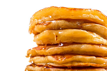 Delicious pancakes on a wooden table