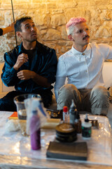 A homosexual couple that is getting married.