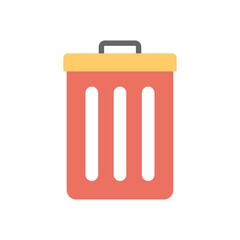 Delete button icon illustration in flat design style. Trash can symbol.