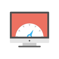 Laptop with internet speed test on the screen. Vector illustration.