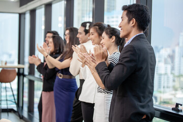 Congratulation. Business Event Conference. business people clapping their hands at the meeting....