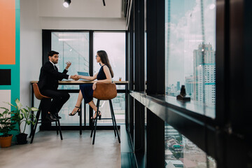 Business people shaking hands. Handshake Gesturing People Connection Deal Concept.Image of businesswomen Handshaking,happy with work,the woman she is enjoying with her workmate