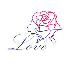 Beautiful outline of a rose with the text 