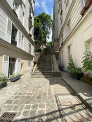 Fototapeta na wymiar Ruelle pavés de Montmartre à Paris